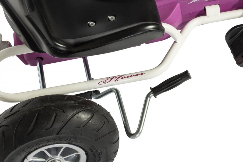 Kart Air Runner Flower, alb, scaun ajustabil, functie free-wheel, roti pneumatice, frana de mana, volan cu sunete, 102 X 60 X h64 cm – imaginea 5