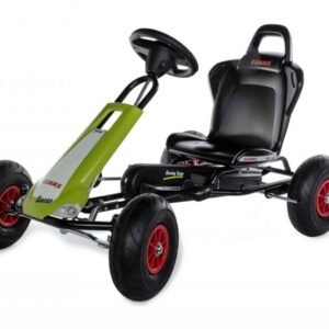 Kart Claas Air Racer, verde, scaun ajustabil, functie free-wheel, roti pneumatice, frana de mana, volan cu sunete, 102 X 60 X 64 cm