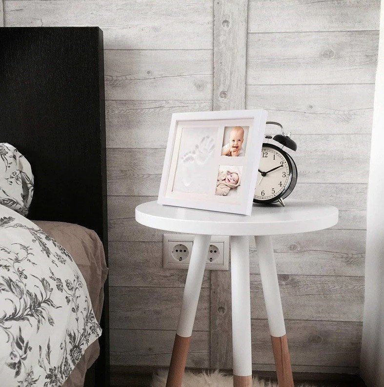 Kit rama foto amprenta manuta si piciorus Culoare rama Alb Culoare kit mulaj Alb – imaginea 5