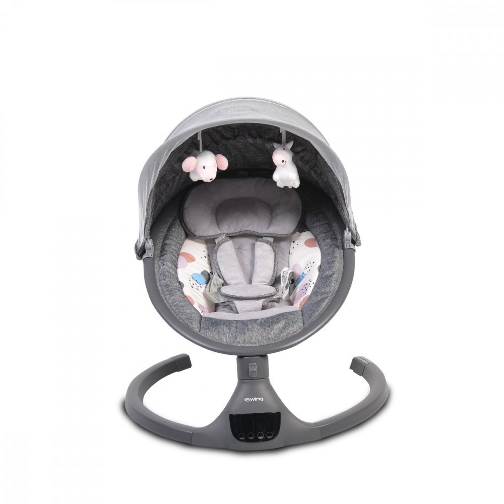 Leagan electric pentru copii cu telecomanda Cangaroo ISwing Dark Grey,sezut rotativ 360,parasolar reglabil si detasabil,5 viteze de leganare,cronometru,adaptor priza,husa de insecte si pernuta reductor – imaginea 3