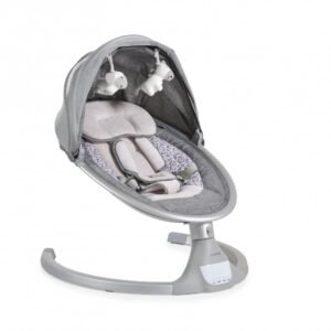 Leagan electric pentru copii cu telecomanda,sezut ergonomic si rotativ,parasolar reglabil si detasabil,5 viteze de leganare,cronometru,adaptor priza,husa de insecte si pernuta reductor Cangaroo ISwing Silver