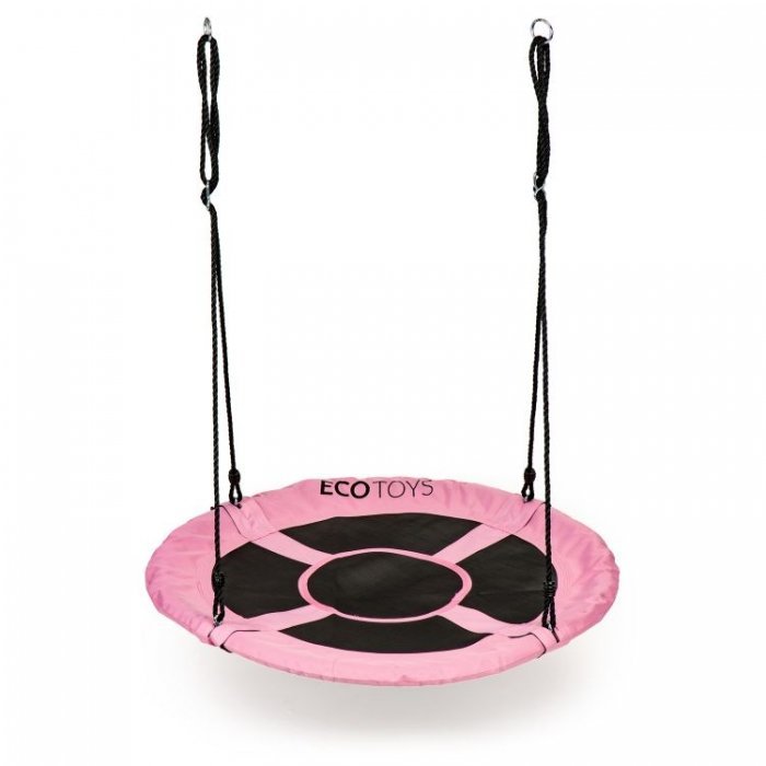 Leagan pentru copii Ecotoys rotund tip cuib de barza suspendat 110 cm MIR6001 roz – imaginea 4