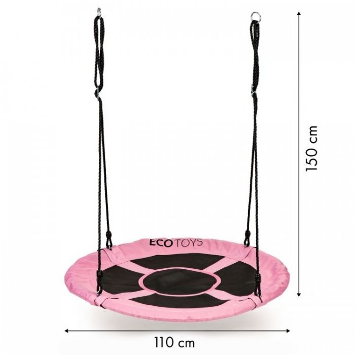 Leagan pentru copii Ecotoys rotund tip cuib de barza suspendat 110 cm MIR6001 roz – imaginea 2