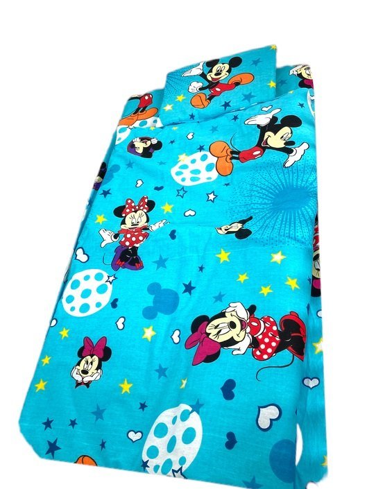Lenjerie de pat 3 piese cu cearceaf plapumioara si pernuta slim 120×60 cm Croitoria Noastra Mickey turquise