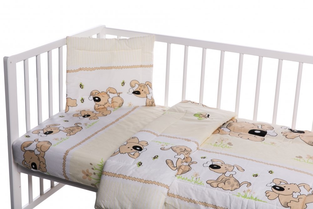 Lenjerie patut cu 3 piese Puppy Beige – imaginea 2