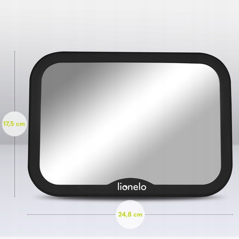 Oglinda auto retrovizoare Lionelo Sett 25×18 cm rotire 360 grade Black Carbon