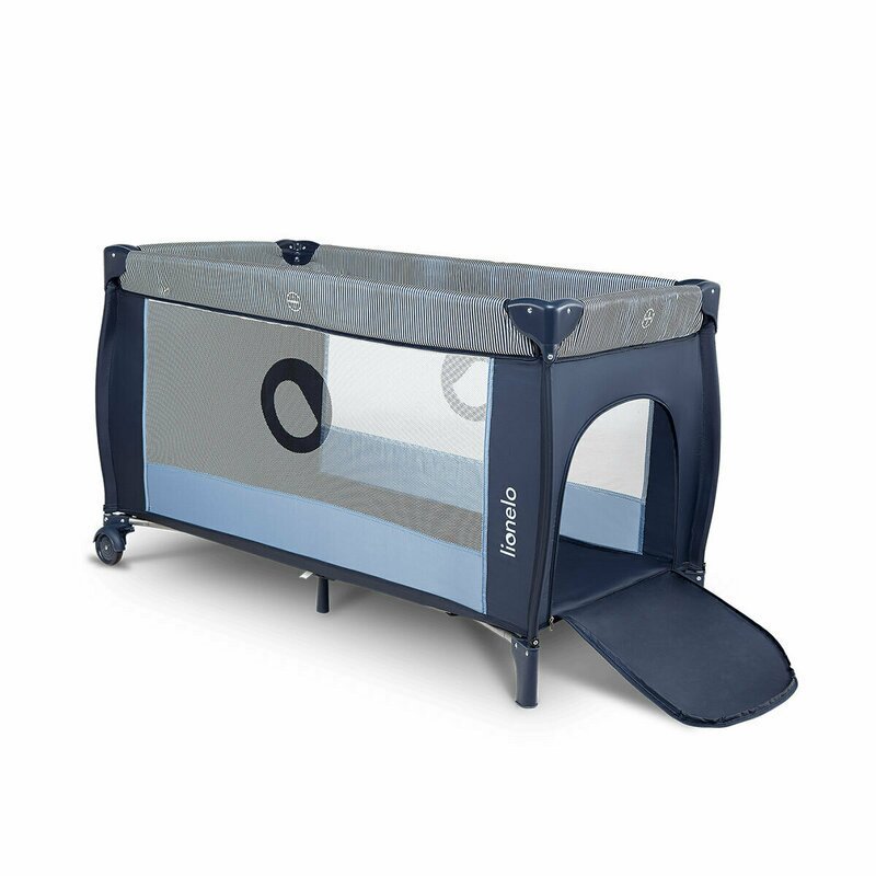 Patut pliant Lionelo Sven Plus Blue Navi cu doua nivele, cu arcada jucarii, masuta de infasat, vibratii, melodii  conform cu standardele europeane de securitate EN716 si EN12221 – imaginea 6