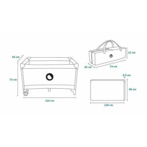 Patut pliabil Lionelo Stefi Pink Ombre cu un nivel, intrare laterala cu fermoar, roti, conform cu standardul european de securitate EN 716