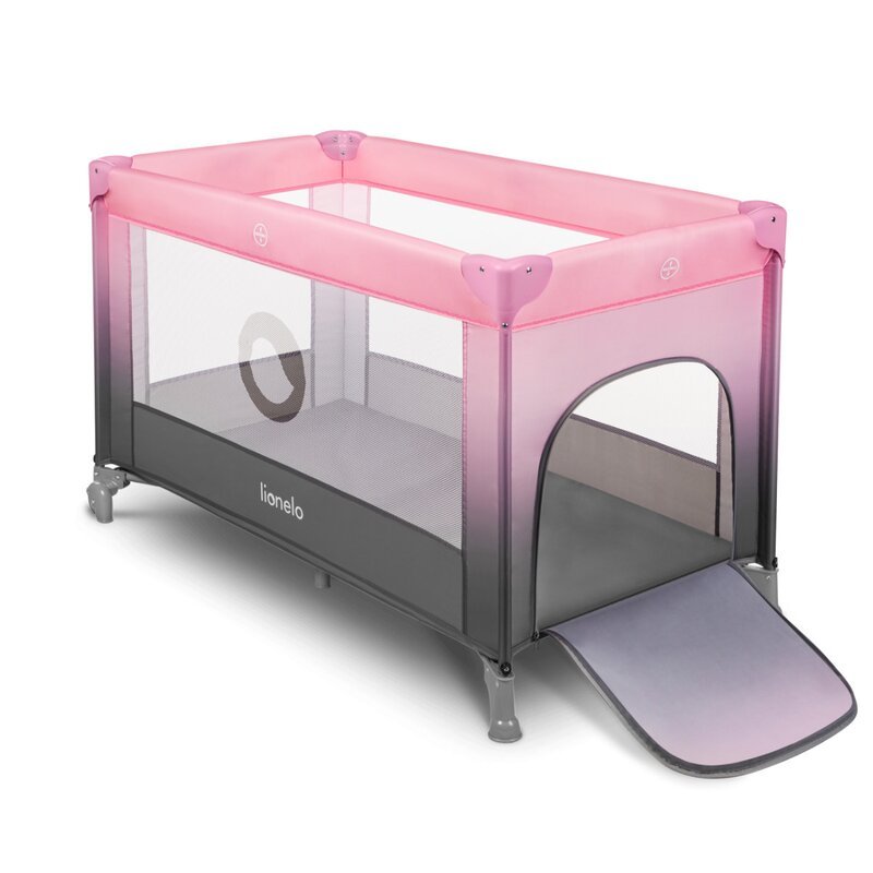 Patut pliabil Lionelo Stefi Pink Ombre cu un nivel, intrare laterala cu fermoar, roti, conform cu standardul european de securitate EN 716 – imaginea 2
