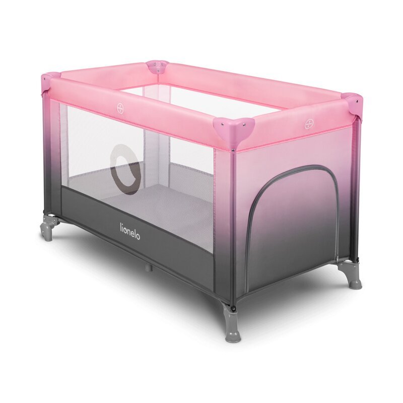 Patut pliabil Lionelo Stefi Pink Ombre cu un nivel, intrare laterala cu fermoar, roti, conform cu standardul european de securitate EN 716 – imaginea 3