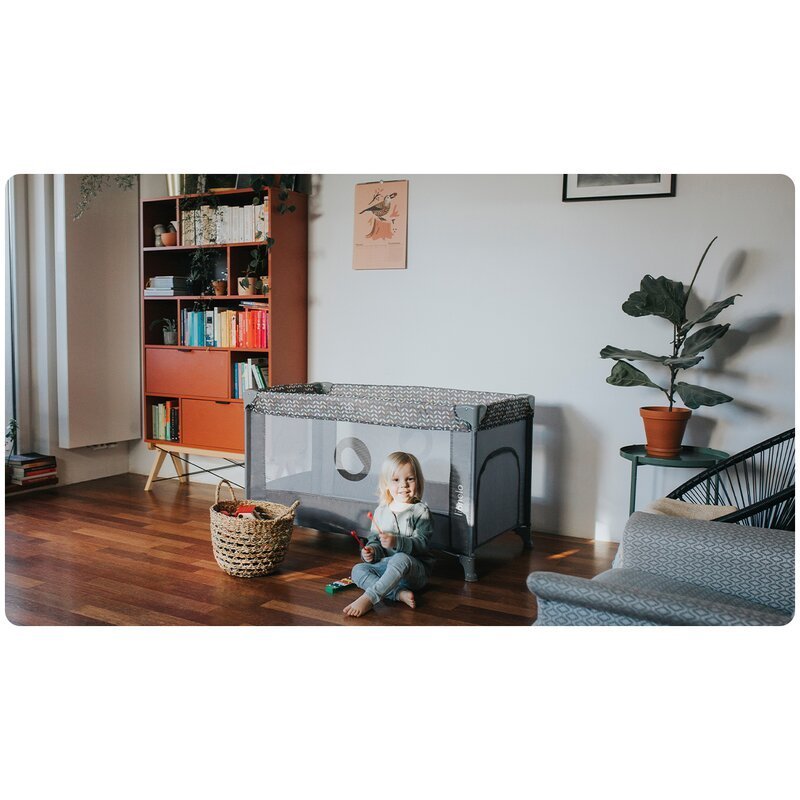 Patut pliabil Lionelo Stefi Pink Ombre cu un nivel, intrare laterala cu fermoar, roti, conform cu standardul european de securitate EN 716 – imaginea 5