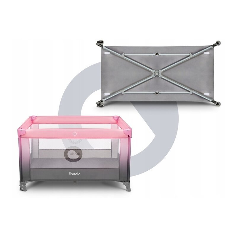 Patut pliabil Lionelo Stefi Pink Ombre cu un nivel, intrare laterala cu fermoar, roti, conform cu standardul european de securitate EN 716 – imaginea 7