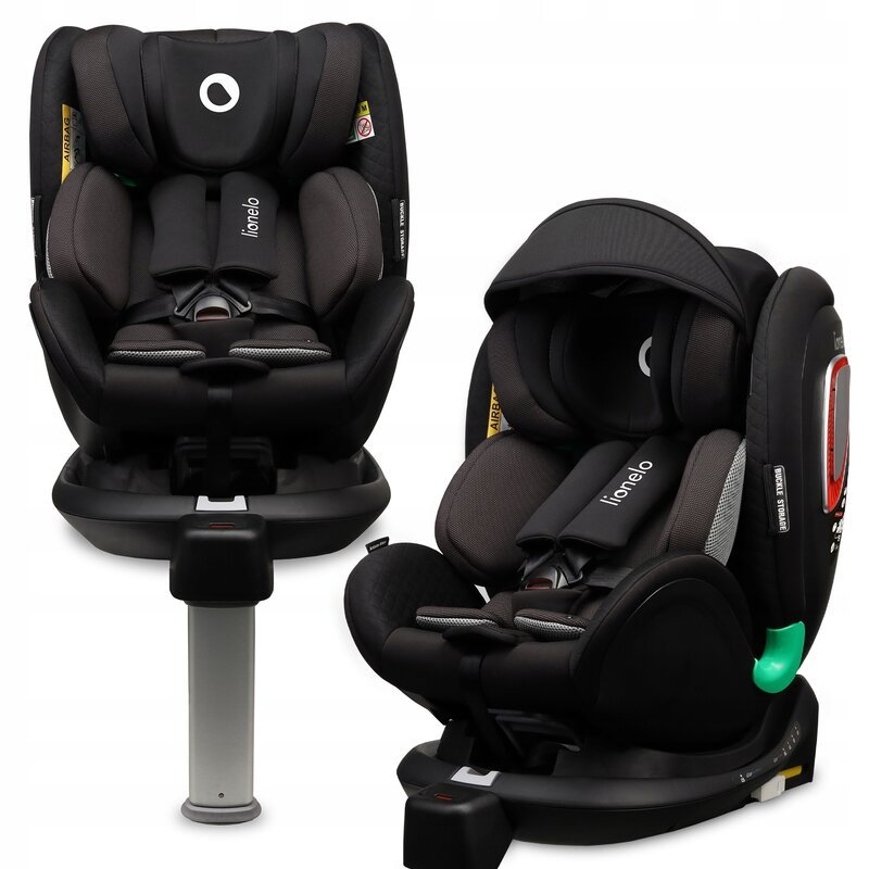 Scaun auto I-size Antoon Plus rotire 360 grade 0-18 kg Testat ADAC cu Isofix si picior de sustinere negru Lionelo