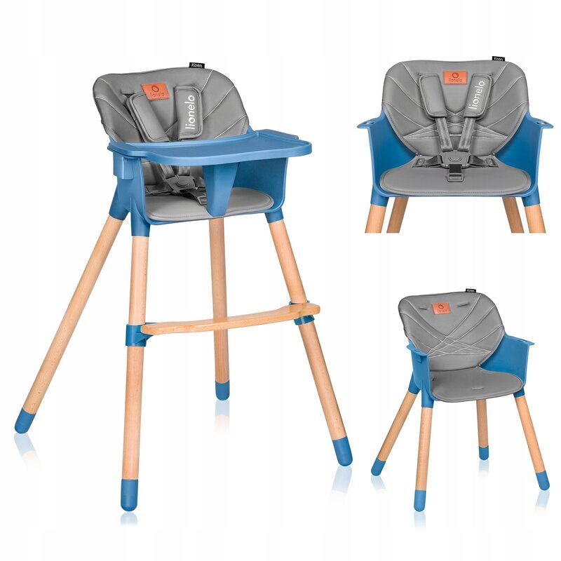 Scaun de masa din fag  Koen 2 in 1 transformabil 6 luni+ albastru Lionelo – imaginea 8