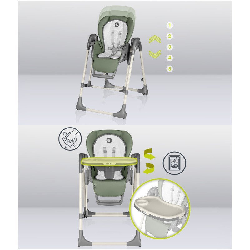 Scaun de masa si balansoar Lionelo 2 in 1 Laurice transformabil 0 luni+ Verde – imaginea 4