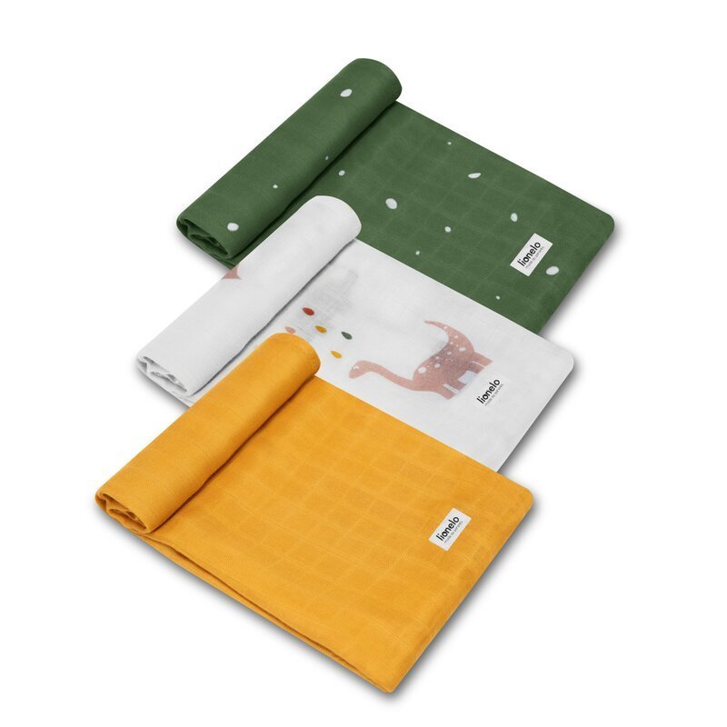 Set 3 scutece multifunctionale Dino din bambus 70×70 cm multicolor – imaginea 8