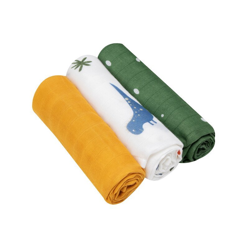 Set 3 scutece multifunctionale Dino din bambus 70×70 cm multicolor – imaginea 3