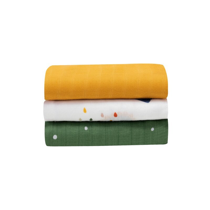Set 3 scutece multifunctionale Dino din bambus 70×70 cm multicolor – imaginea 4