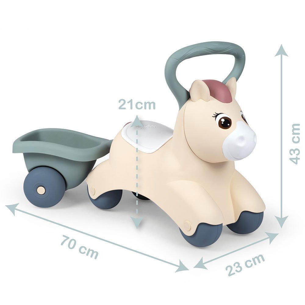 Ride-On fara pedale pentru copii Smoby Pony de impins, maner si remorca pentru transportul obiectelor mici, recomandat copiilor de la 1 an – imaginea 3
