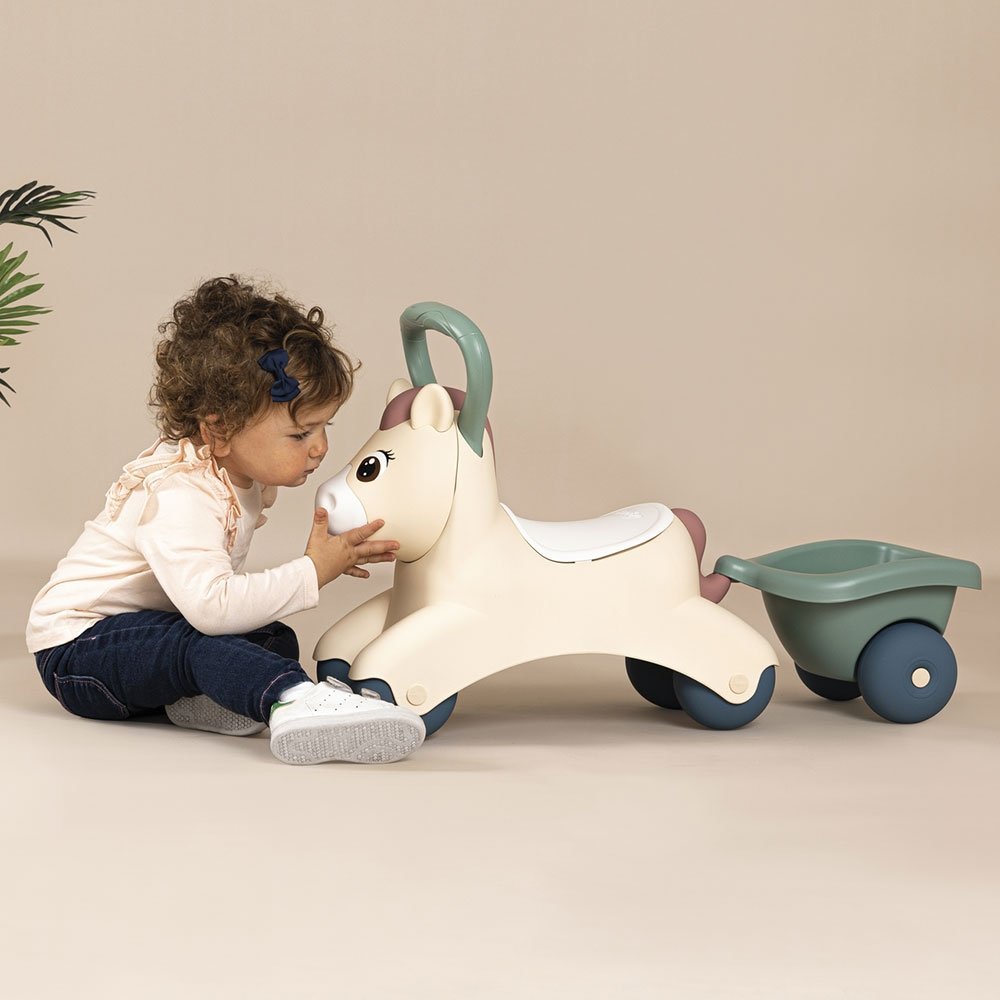 Ride-On fara pedale pentru copii Smoby Pony de impins, maner si remorca pentru transportul obiectelor mici, recomandat copiilor de la 1 an – imaginea 4