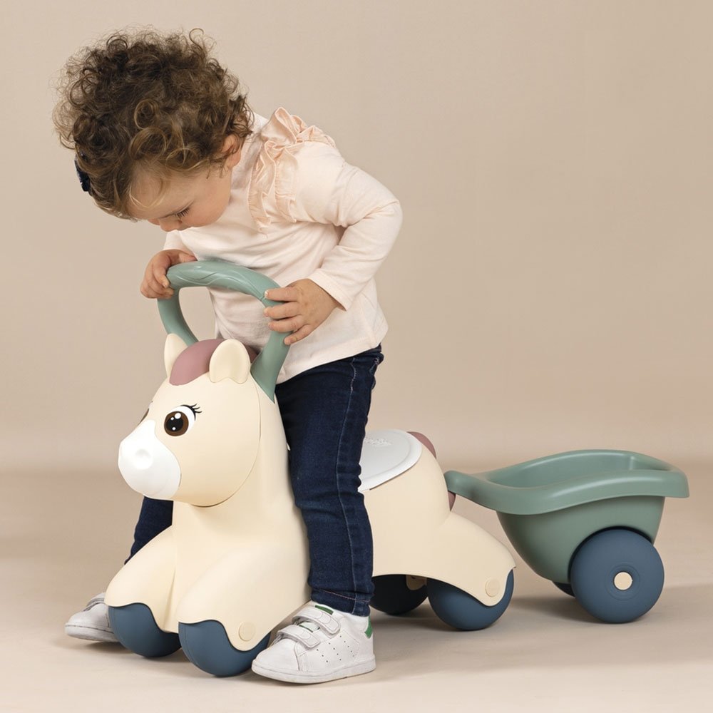Ride-On fara pedale pentru copii Smoby Pony de impins, maner si remorca pentru transportul obiectelor mici, recomandat copiilor de la 1 an – imaginea 5