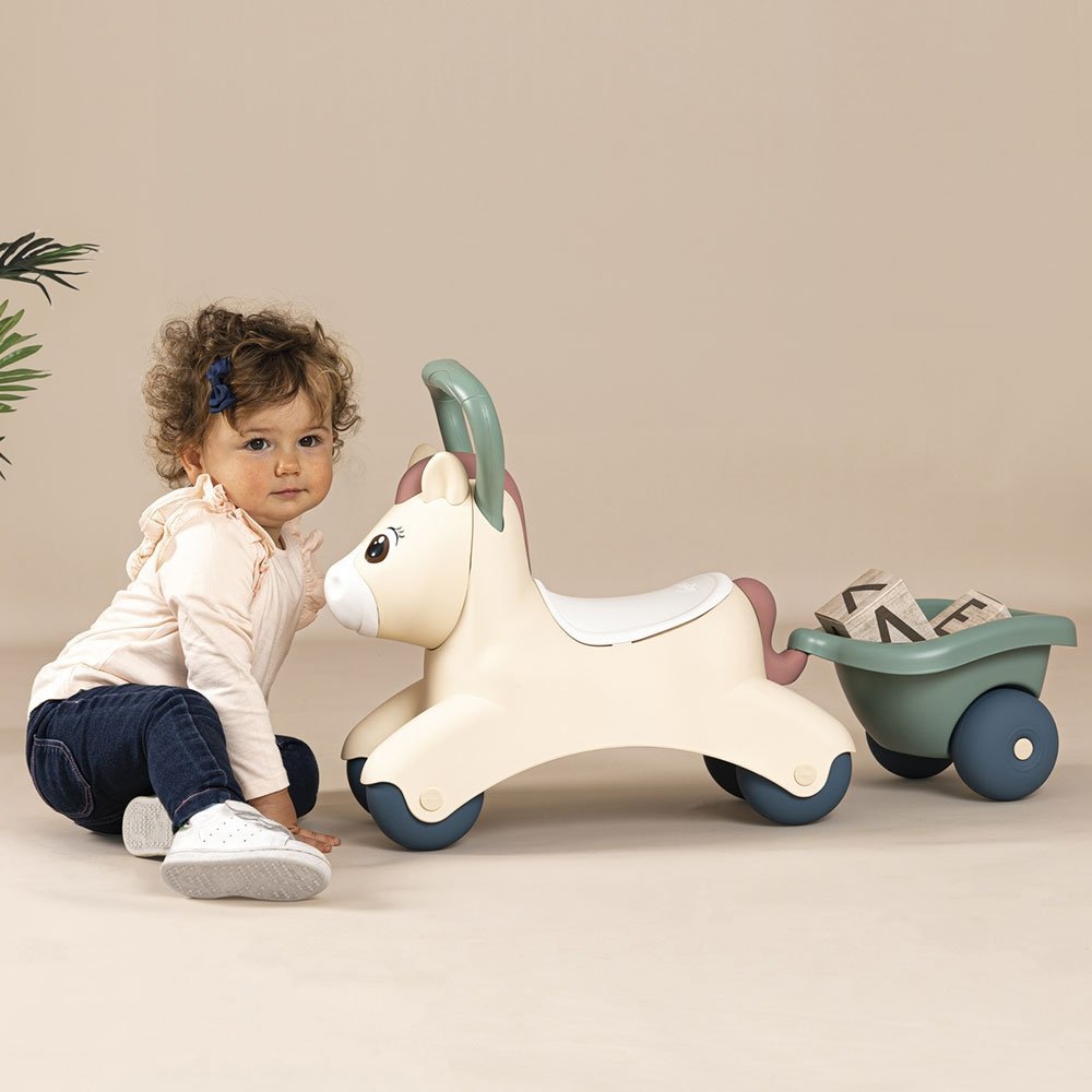 Ride-On fara pedale pentru copii Smoby Pony de impins, maner si remorca pentru transportul obiectelor mici, recomandat copiilor de la 1 an – imaginea 7