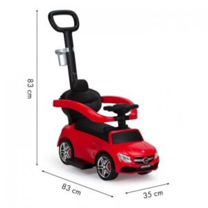 Masinuta pentru copii de impins Ecotoys Mercedes 639 Rosu, cu maner pentru a putea fi controlata si impinsa de catre parinte, bara de protectie detasabila, suport pentru picioare, volan cu sunete