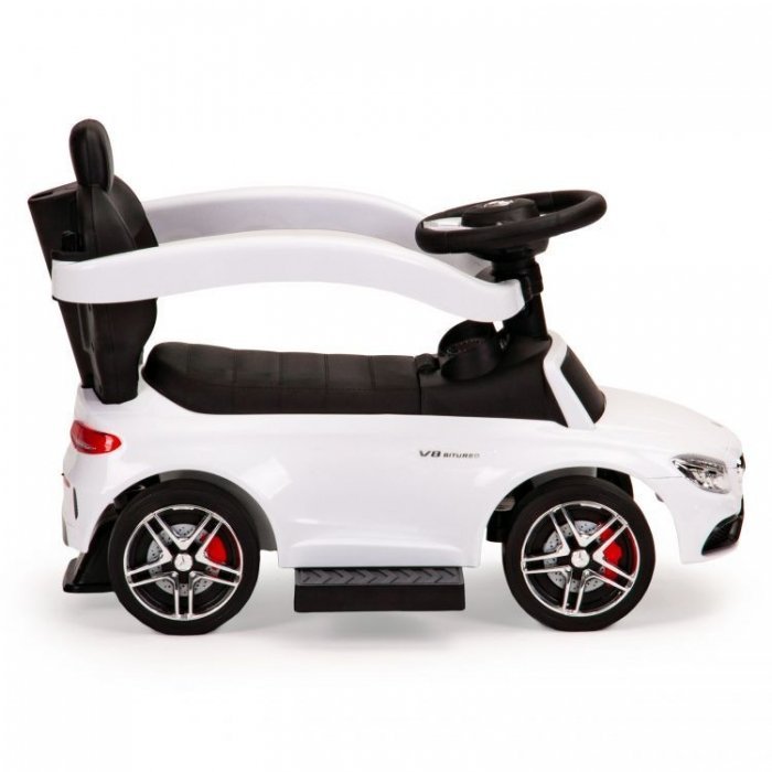 Masinuta pentru copii de impins Ecotoys Mercedes 639 Alb, cu maner pentru a putea fi controlata si impinsa de catre parinte, bara de protectie detasabila, suport pentru picioare, volan cu sunete – imaginea 4