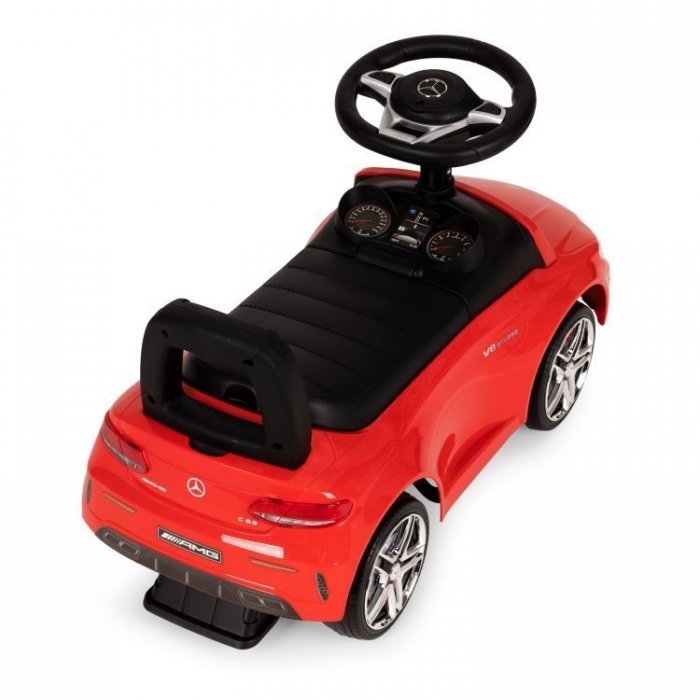 Masinuta pentru copii fara pedale Ecotoys Mercedes 638 rosu, compartiment de depozitare sub scaun, volan cu sunete, protectie antirasturnare – imaginea 3