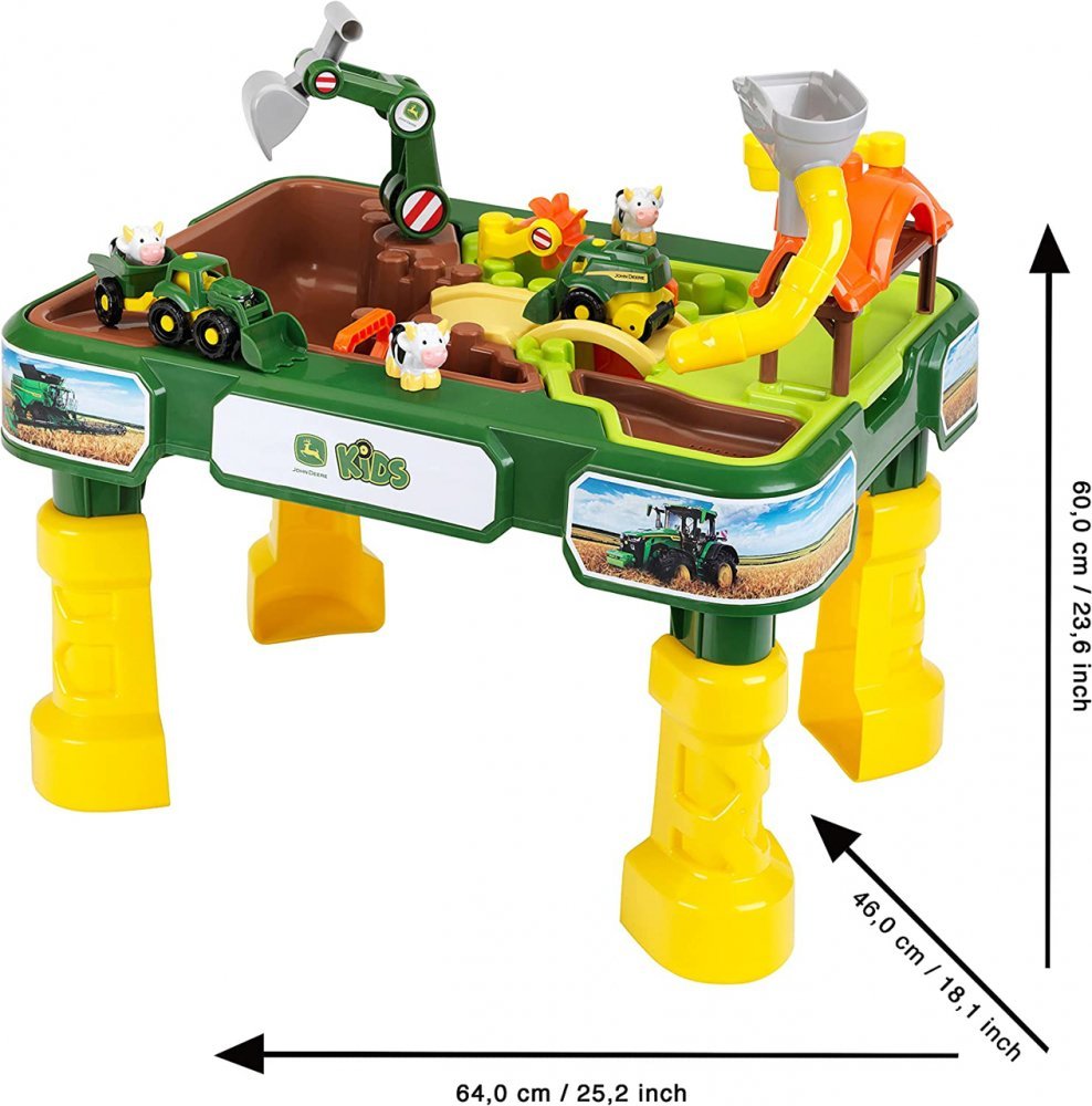 Masuta de joaca cu apa si nisip 2 in 1 Ferma John Deere – imaginea 8
