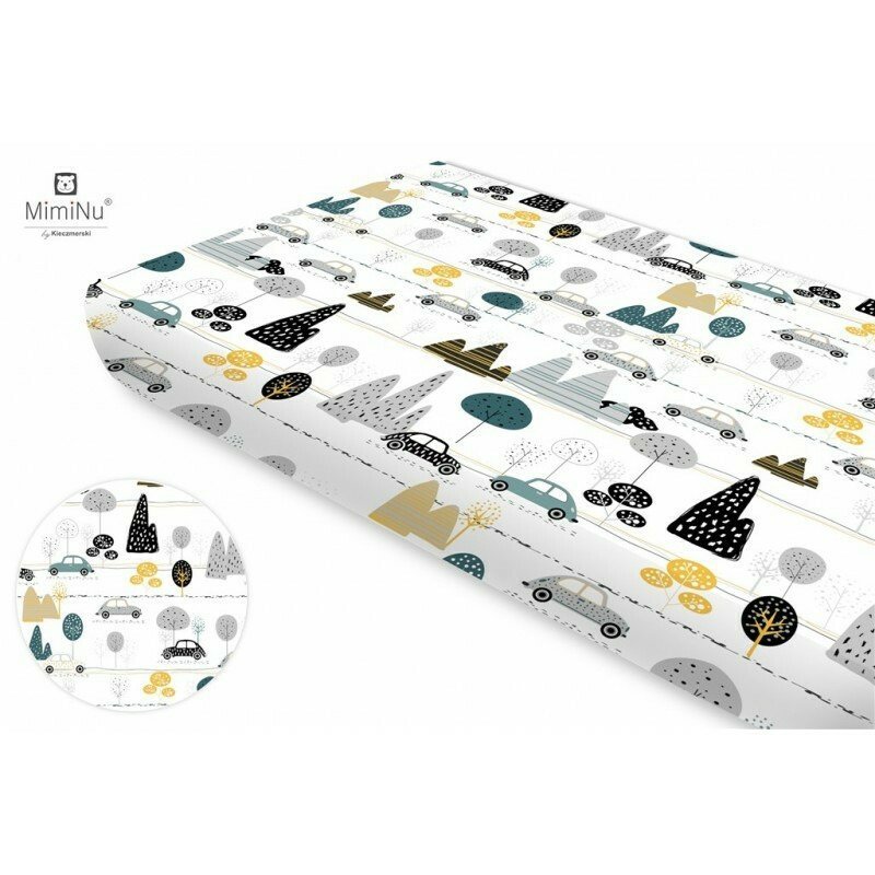 Cearceaf cu elastic MimiNu din bumbac 160×80 cm Childrens Journey Grey – imaginea 3