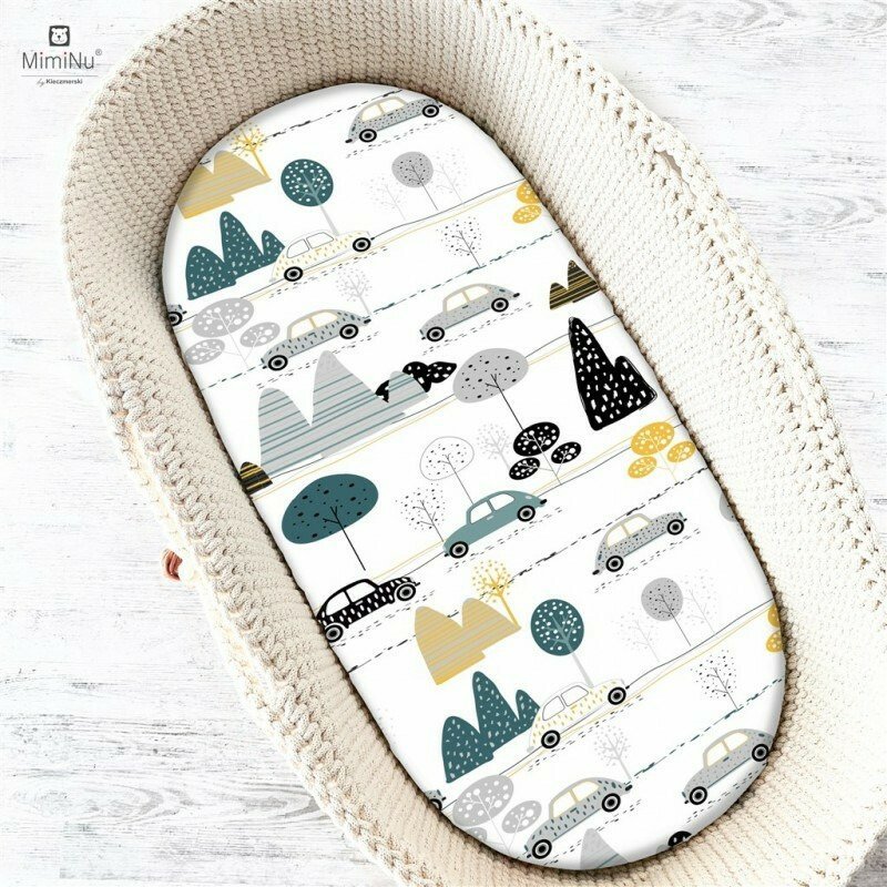 Cearceaf cu elastic MimiNu pentru landou 80×35 cm din bumbac Childrens Journey Grey – imaginea 2