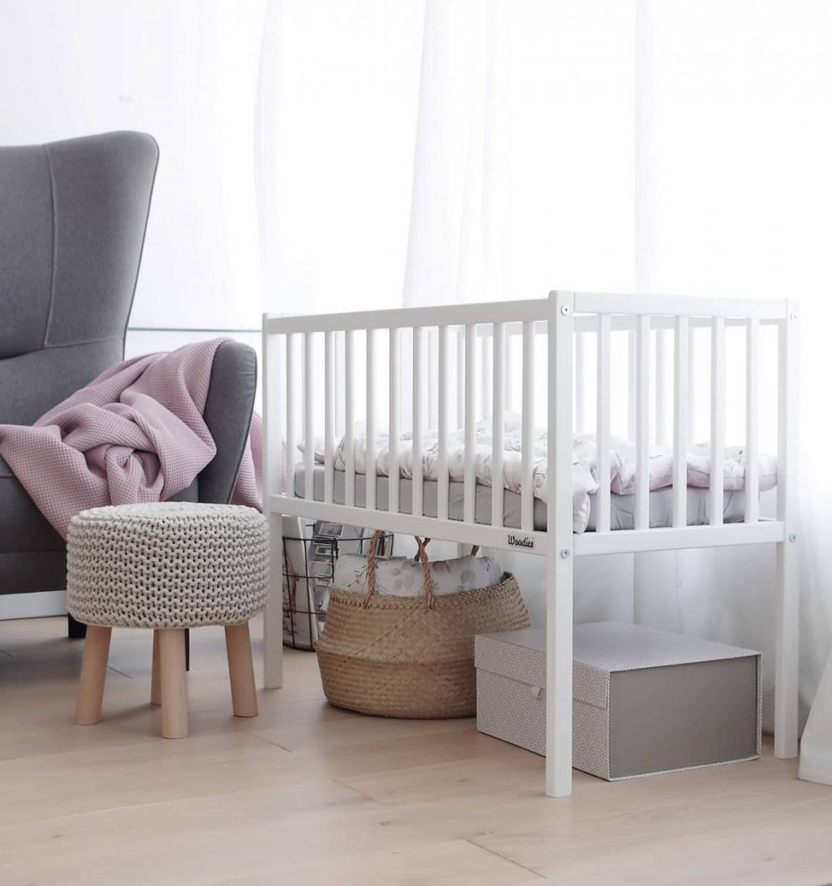 Patut mic co-sleeping din lemn Classic Alb 90 x 40 cm – imaginea 2