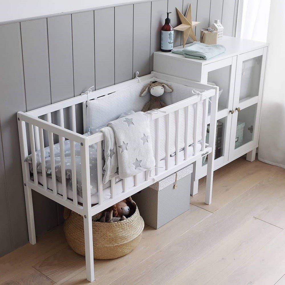 Patut mic co-sleeping din lemn Classic Alb 90 x 40 cm – imaginea 6