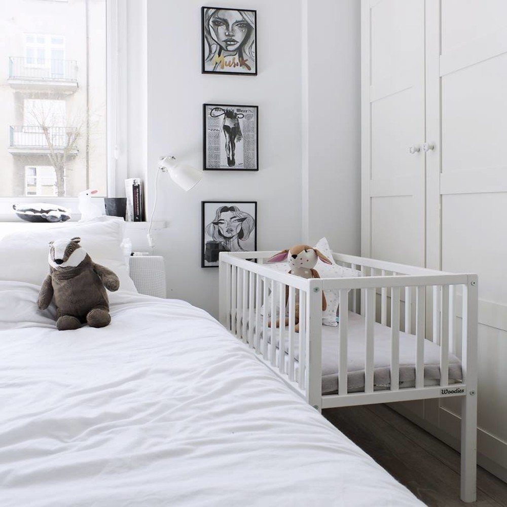 Patut mic co-sleeping din lemn Classic Alb 90 x 40 cm – imaginea 7