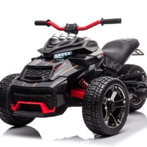 Motocicleta electrica pentru copii Nichiduta Spider Black 90W cu lumini, pornire la buton, sunete, lumini si mufa Usb