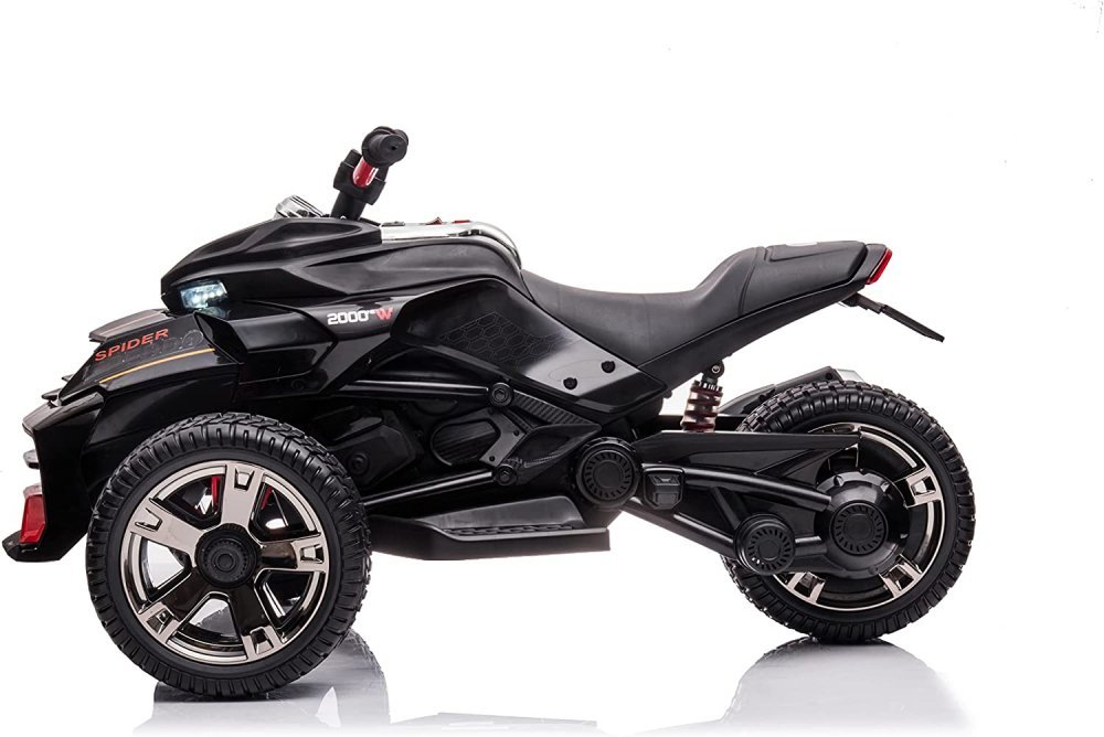 Motocicleta electrica pentru copii Nichiduta Spider Black 90W cu lumini, pornire la buton, sunete, lumini si mufa Usb – imaginea 2