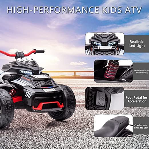 Motocicleta electrica pentru copii Nichiduta Spider Black 90W cu lumini, pornire la buton, sunete, lumini si mufa Usb – imaginea 6