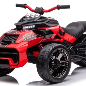 Motocicleta electrica pentru copii Nichiduta Spider Red 90W cu lumini, pornire la buton, sunete, lumini si mufa Usb
