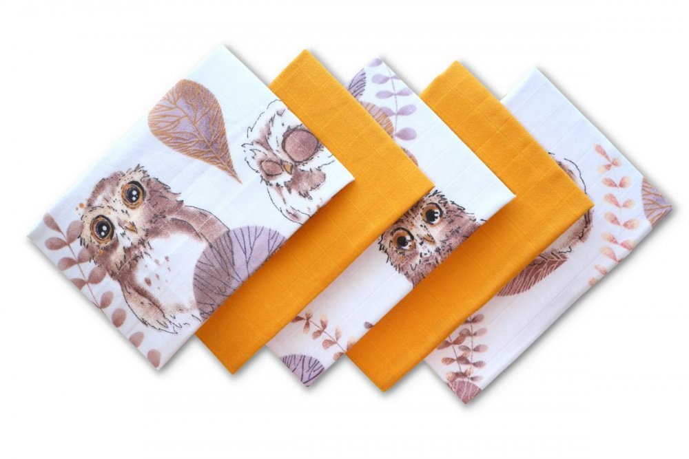 Set 5 batistute din bumbac pentru copii 38×38 cm Owl – imaginea 3