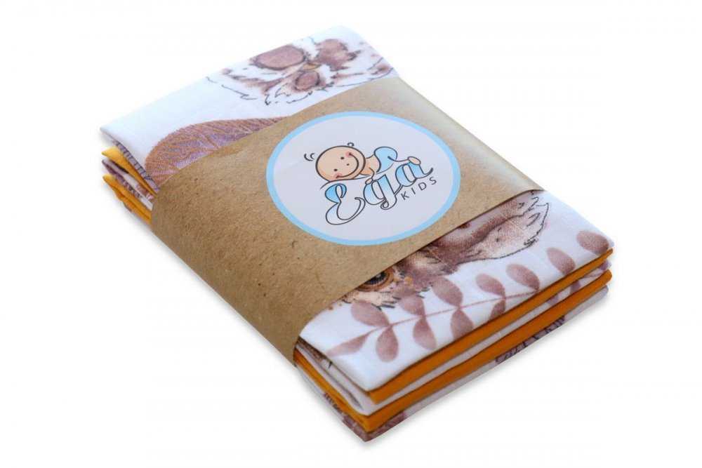 Set 5 batistute din bumbac pentru copii 38×38 cm Owl