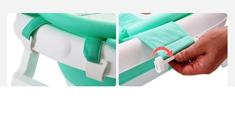 Hamac cadita Little Mom Baby Bath Tub Bear Mint moale, versatila, cu uscare rapida, varsta 0-6 luni – imaginea 6