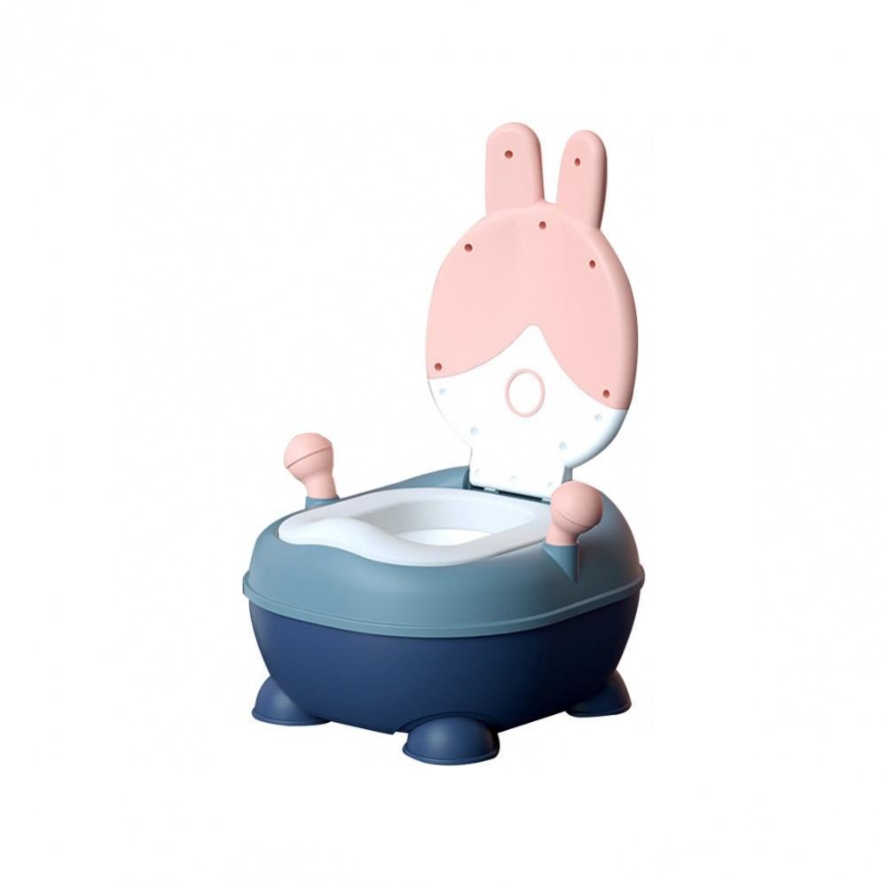 Olita pentru copii Little Mom Rabbit Pink, cu adaptor moale din PU, vas colector detasabil, capac rabatabil cu functie de spatar ergonomic, picioruse antiaderente, dimensiune 36 x 32.5 x 53 cm – imaginea 3