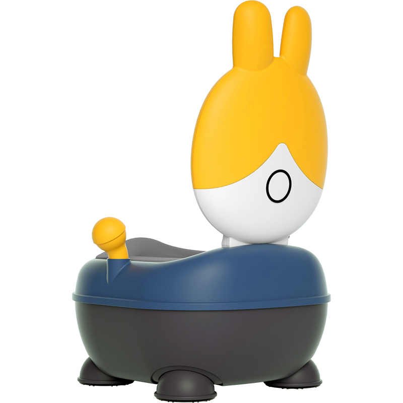Olita pentru copii Little Mom Rabbit Yellow, cu adaptor moale din PU, vas colector detasabil, capac rabatabil cu functie de spatar ergonomic, picioruse antiaderente, dimensiune 36 x 32.5 x 53 cm – imaginea 3