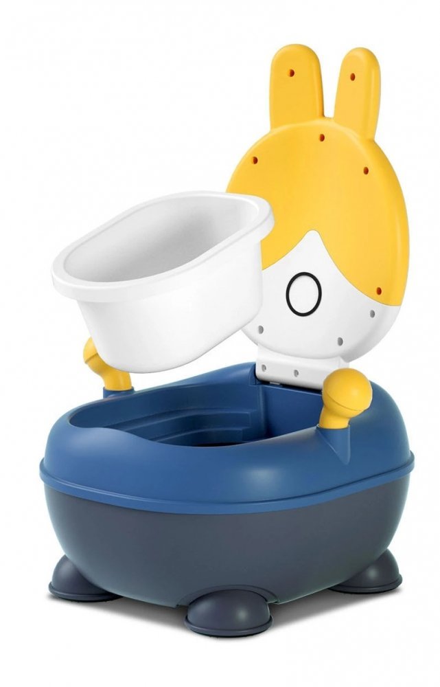 Olita pentru copii Little Mom Rabbit Yellow, cu adaptor moale din PU, vas colector detasabil, capac rabatabil cu functie de spatar ergonomic, picioruse antiaderente, dimensiune 36 x 32.5 x 53 cm – imaginea 6