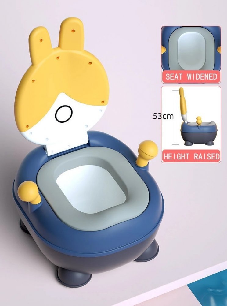Olita pentru copii Little Mom Rabbit Yellow, cu adaptor moale din PU, vas colector detasabil, capac rabatabil cu functie de spatar ergonomic, picioruse antiaderente, dimensiune 36 x 32.5 x 53 cm – imaginea 7