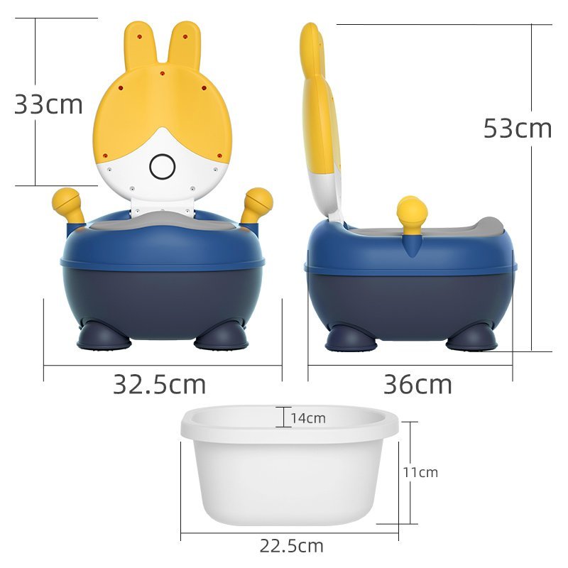 Olita pentru copii Little Mom Rabbit Yellow, cu adaptor moale din PU, vas colector detasabil, capac rabatabil cu functie de spatar ergonomic, picioruse antiaderente, dimensiune 36 x 32.5 x 53 cm – imaginea 8