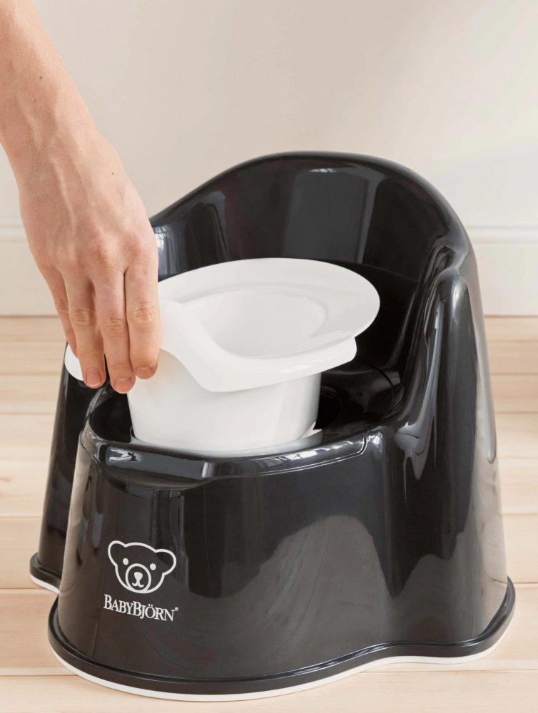 Olita cu protectie spate Potty Chair BlackWhite BabyBjorn – imaginea 2