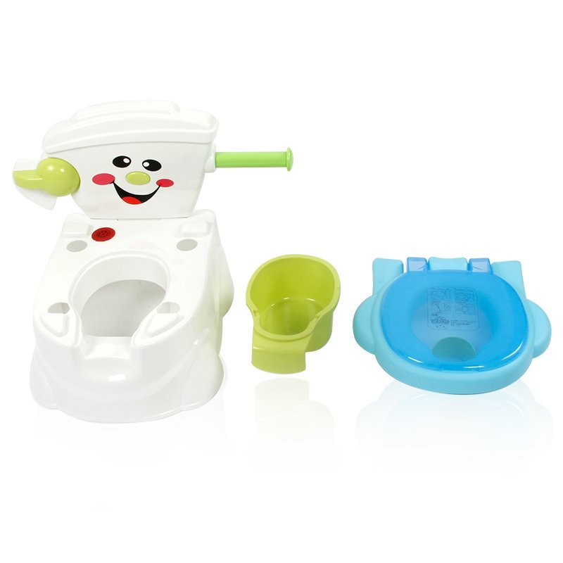 Olita pentru copii Little Mom Smiley Potty Pink, educationala 3 in 1, design realist, cu suport pentru hartia igienica, cu vas colector detasabil si buton de tras apa, dimensiune 42 x 30 x 36 cm – imaginea 4