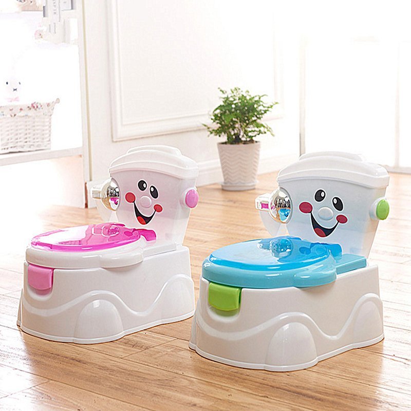 Olita pentru copii Little Mom Smiley Potty Pink, educationala 3 in 1, design realist, cu suport pentru hartia igienica, cu vas colector detasabil si buton de tras apa, dimensiune 42 x 30 x 36 cm – imaginea 5
